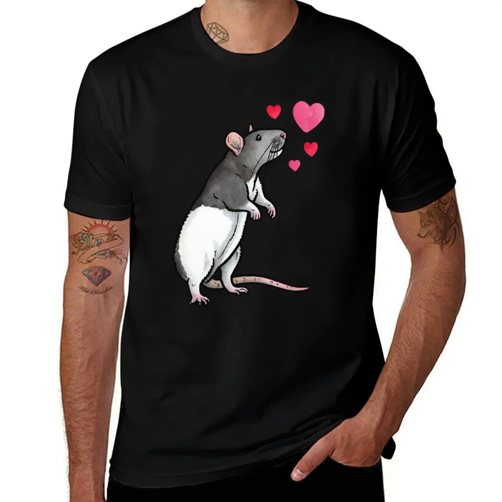 

Hooded rat love (topear) T-Shirt topping new edition luxury clothing labubu tshirts for men