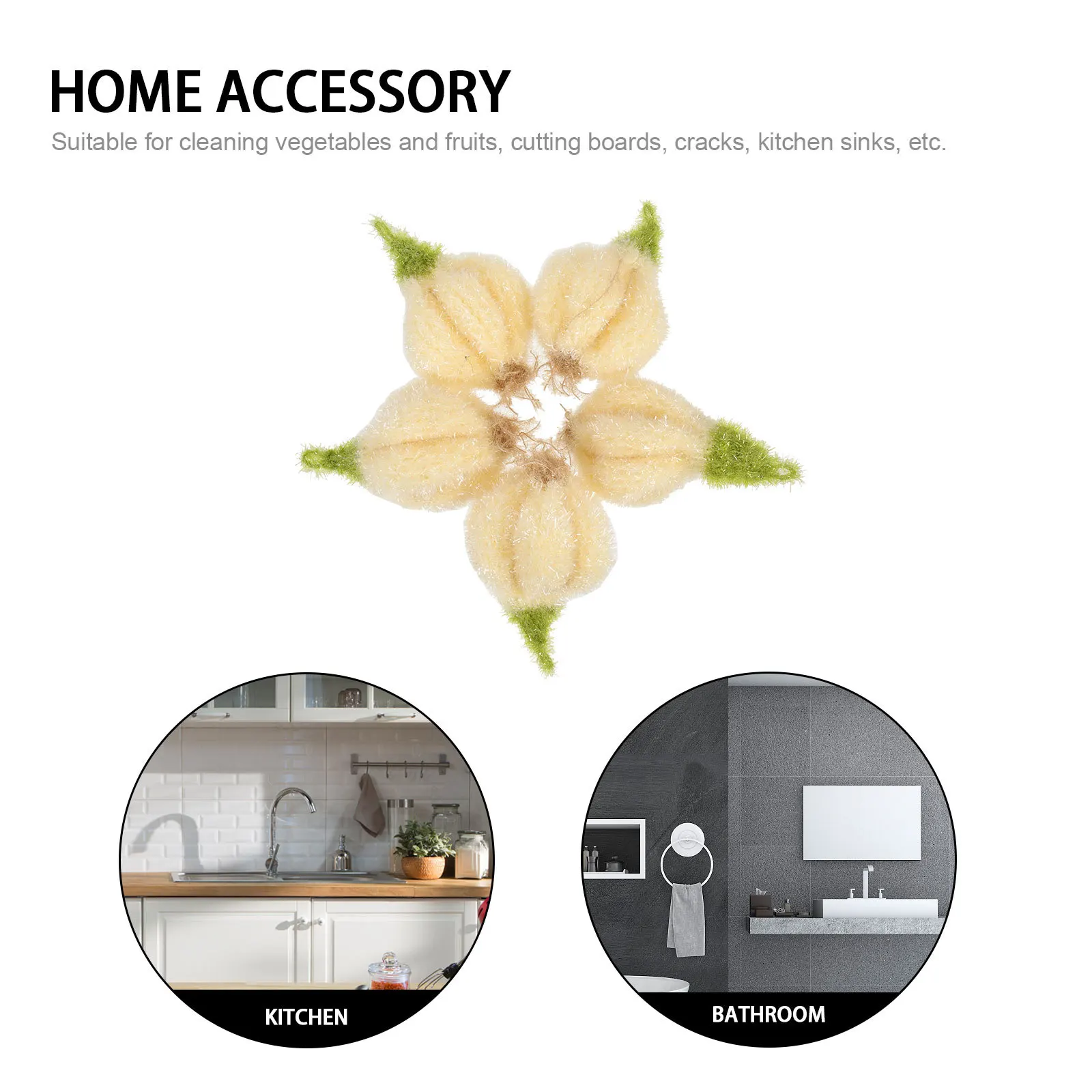 

5pcs Dishwashing Set Kitchen Cleaning Cloths Reusable Wash Sponge For Home Scrubbing Pots Walls Tabletops Fruit Shaped Sponge