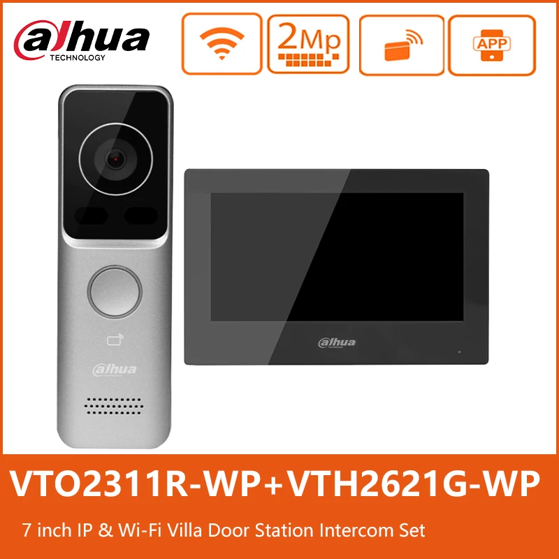 Dahua VTO2311R-WP VTH2621G-WP VTH2621GW-WP Meertalige Wi-Fi PoE 7 inch TFT Touch IP Indoor Monitor Deurbel Video-intercom