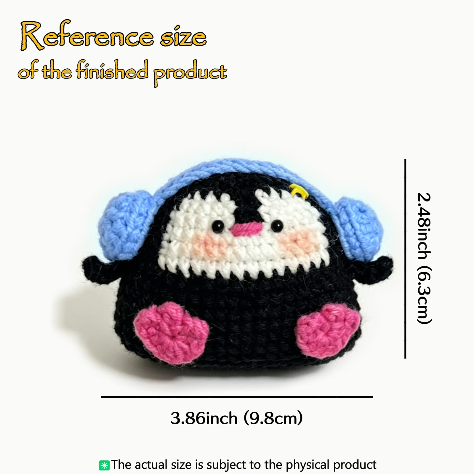 Crochet Kit for Beginners, 1 Set Cute Penguin with Headphones Amigurumi Crochet Supplies Pack, Complete with Step-by-Step Video