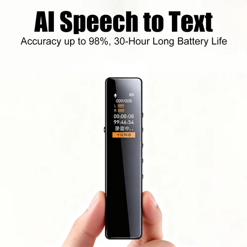 Imagen 2 del producto Grabadora de Voz Famue con IA, Transcripción y Traducción en Tiempo Real, 72 Idiomas, Reducción de Ruido HD, 30 Horas de Duración de la Batería