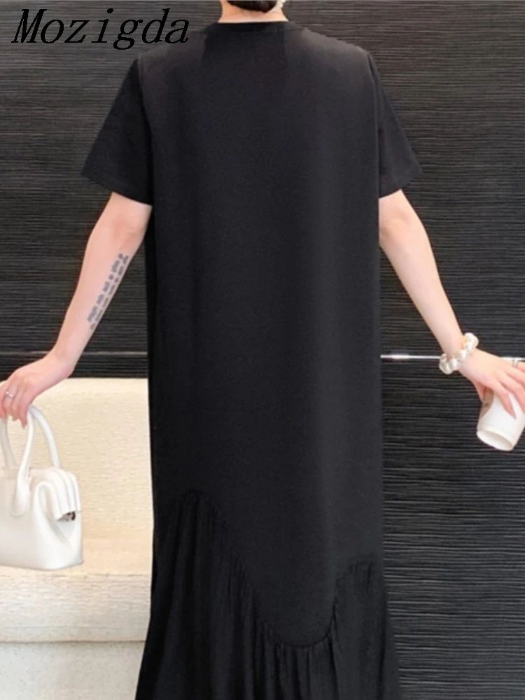 Oversize zomer zwart T-shirt jurk vrouwen hete verkoop van het seizoen nieuwe Franse losse lange dames jurken buik afslanken vestidos