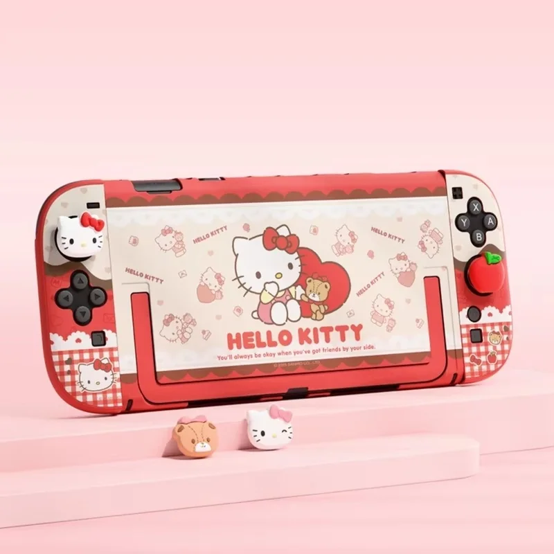 

Miniso Sanrio Hello Kitty Kuromi Switch 2 Protective Case Anime Game Peripherals Collectible Toys with Plug-In Base