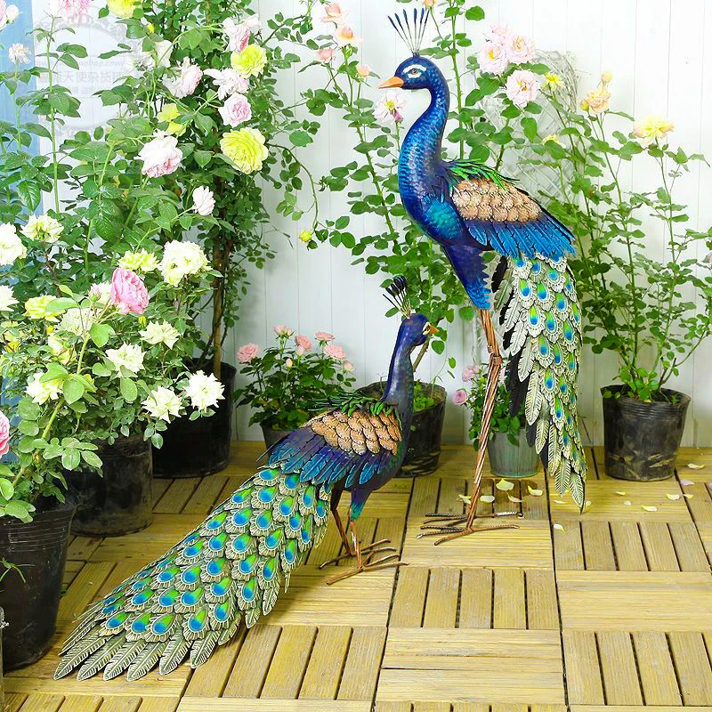 ديكور زخرفة من الحديد المطاوع في الهواء الطلق في ساحة الطاووس، زخرفة زخرفية كبيرة للحديقة المحاكاة