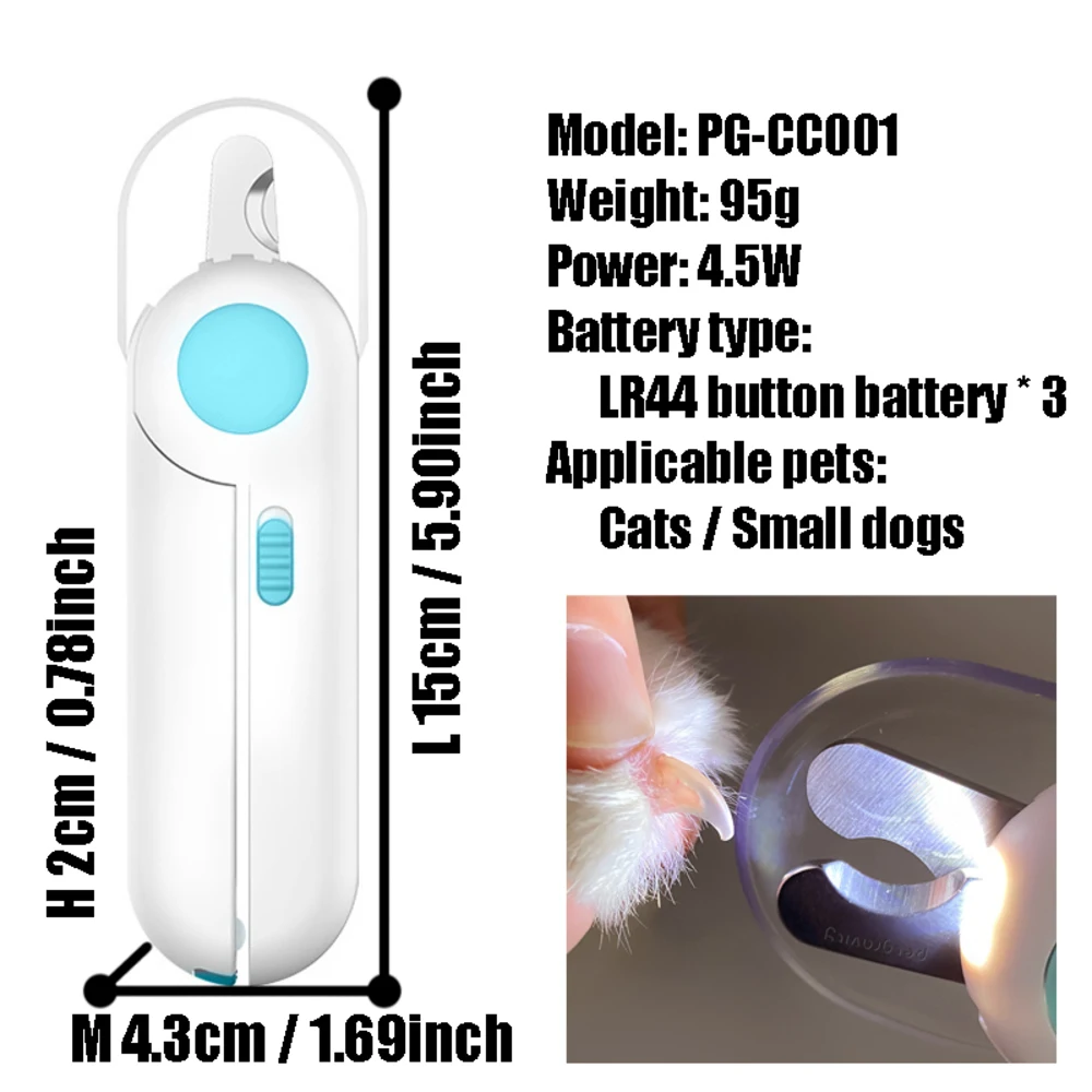 Pet Nail Clipper with LED Light Stainless Steel Cat Dog Claw Trimmer for Small Medium Cats Dogs Pet Cleaning Pet Supplies