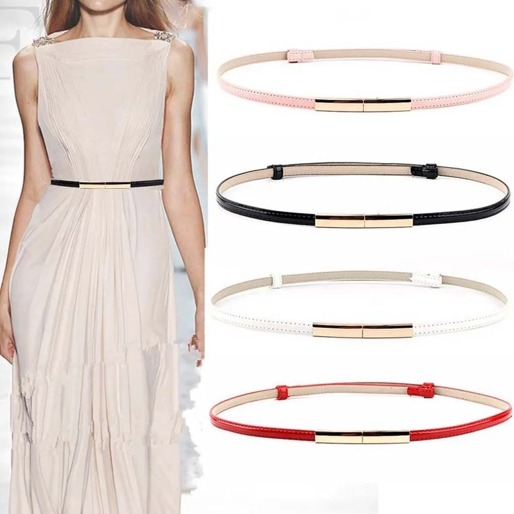 조정 가능한 특허 가죽 벨트 다목적 내구성 얇은 버클 벨트 솔리드 컬러 의류 액세서리 여성 허리띠 소녀