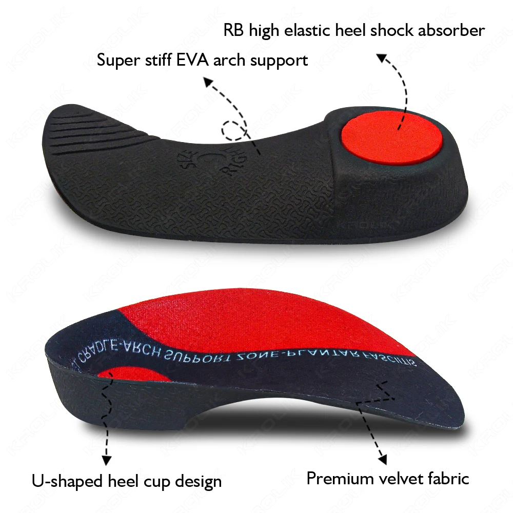 UPAKME 3/4 Orthopedic Shoes Soles Heel Pain Plantar Fasciitis Men Woman Severe Flat Feet Insole Orthotic Arch Support Insert Pad