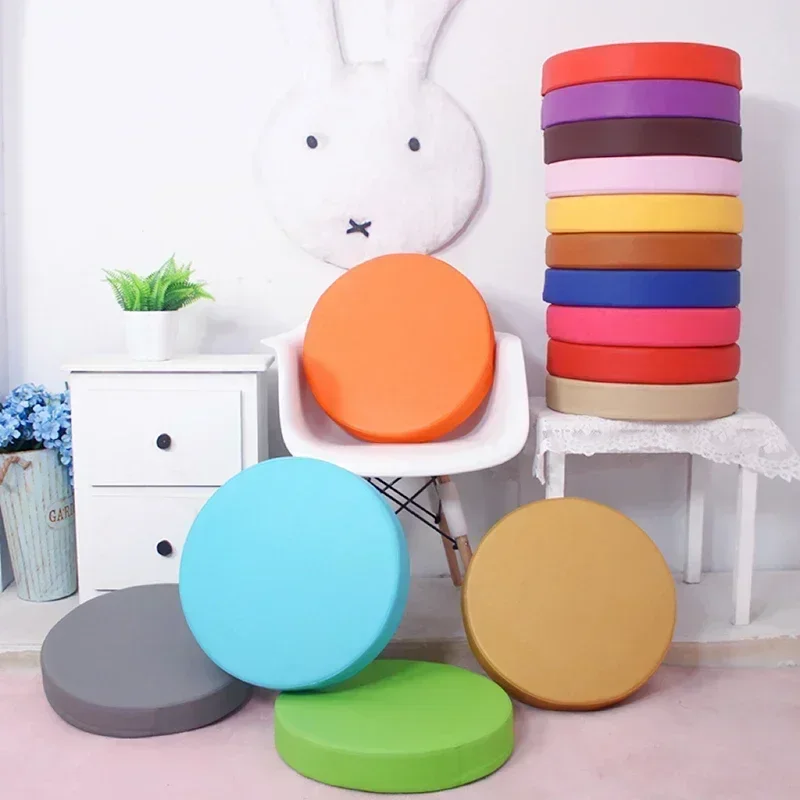 New Synthetic Leather Round Cushion Sofa Chair Stool Seat Foam Cushion Chair Pads Office Vehicles Home Waterproof