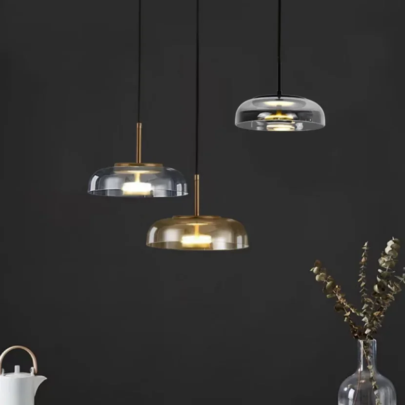 Lâmpada suspensa nórdica moderna, Iluminação pendente LED para o quarto, Cabeceira, Cozinha, Restaurante, Luzes de decoração de teto, Vidro