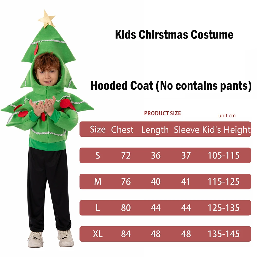 Bambino albero di natale Costume natale a tema fai da te vestito cappotto per ragazzi ragazze vestito operato Costume verde di natale