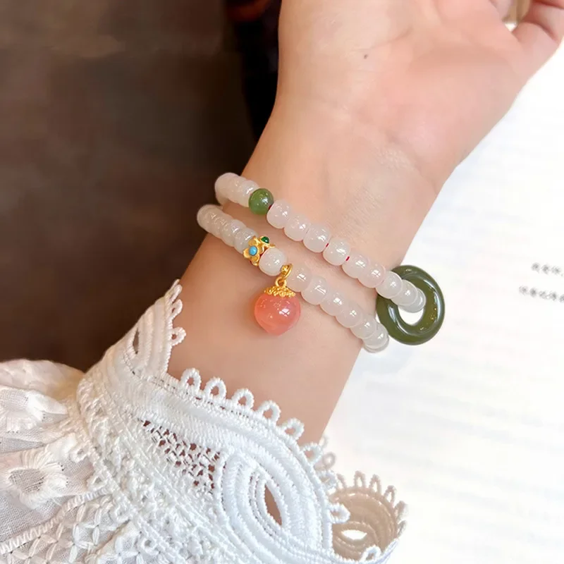 Free shipping Bracelet he tian Jade hand string sweet little fresh woman gift bracelets jewelry luxury charm girl girlfriend hot