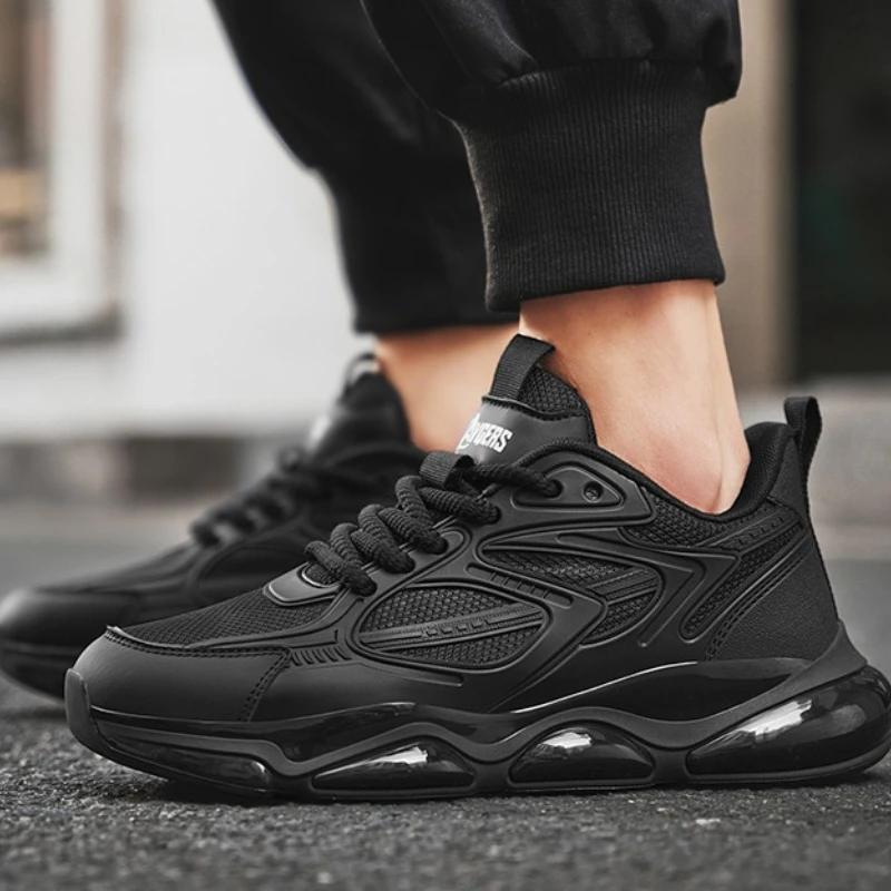 

Мужские спортивные кроссовки: модные, всесезонные, однотонные, на толстой подошве, с мягкой амортизирующей стелькой, на шнуровке, удобные для бега