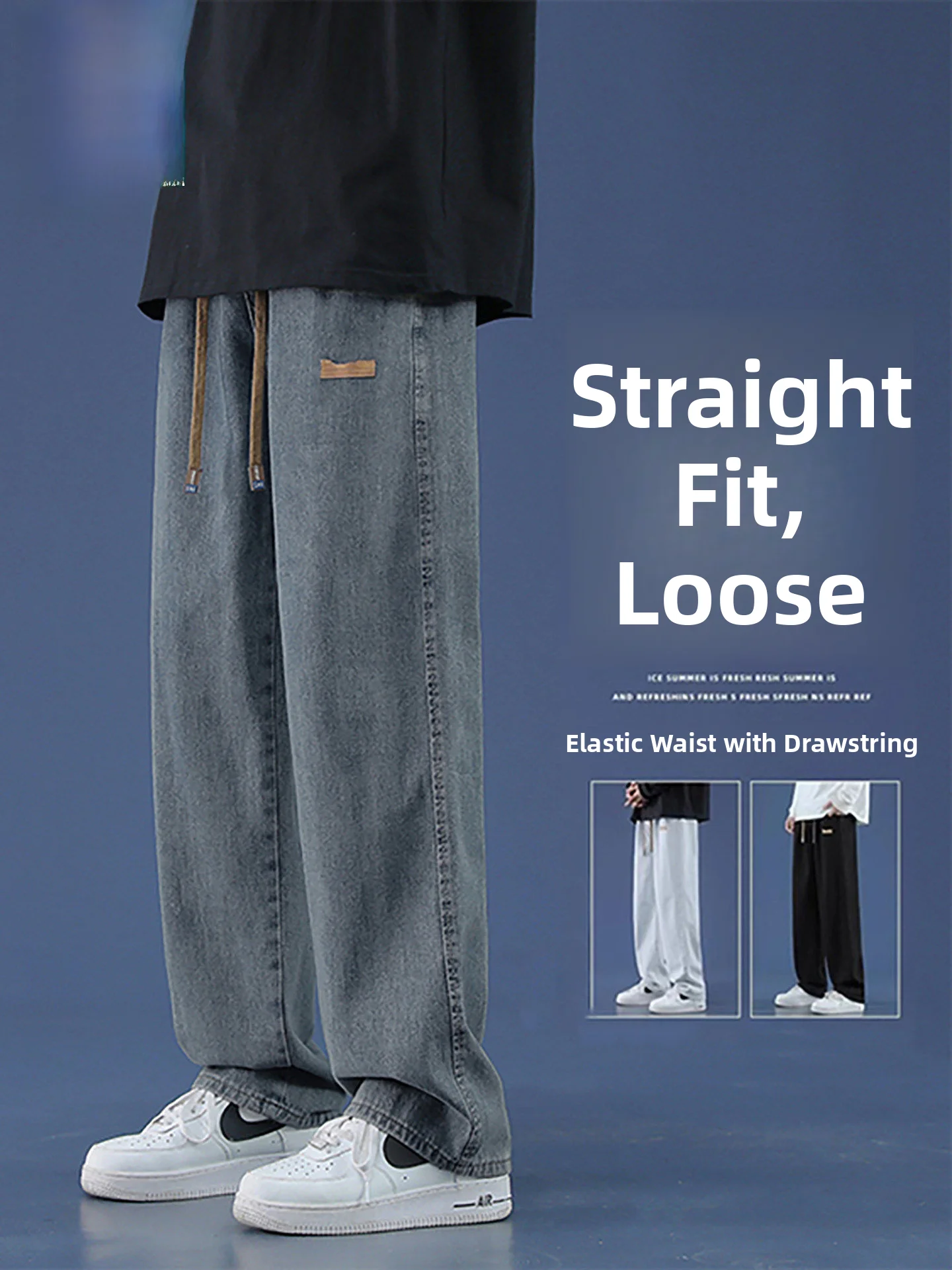 

Nainiu Men's Loose Straight Leg Jeans American Style Casual Versatile Trousers Spring 2026 Breathable Wear Resistant