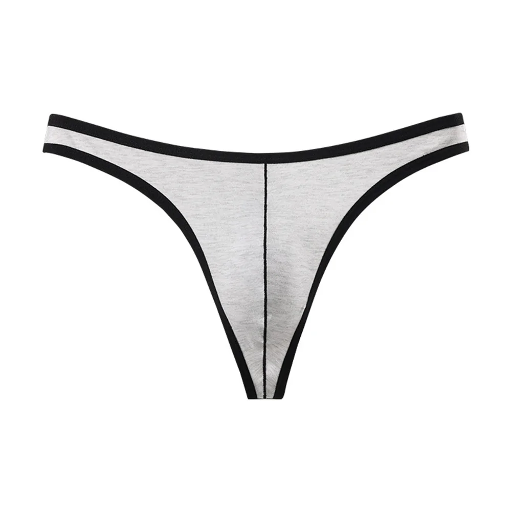 Men's Low Waist Thongs Underwear Featuring Edge Binding Color Block Pattern and Breathable Bulge Pouch S to 2XL