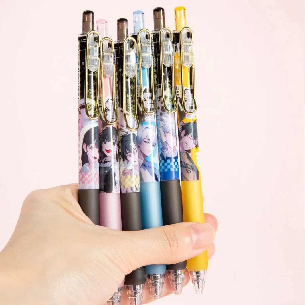 New Anime Link Click Gel Pen Cheng Xiaoshi, Lu Guang Cartoon Character Black Writing Pen Student Study Stationery Gift 0.5mm