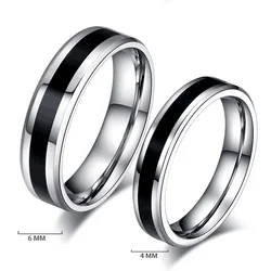 Stainless Steel Rings Classic Alliance Wedding Rings for Women Men Blacksilver colour Color Rings
