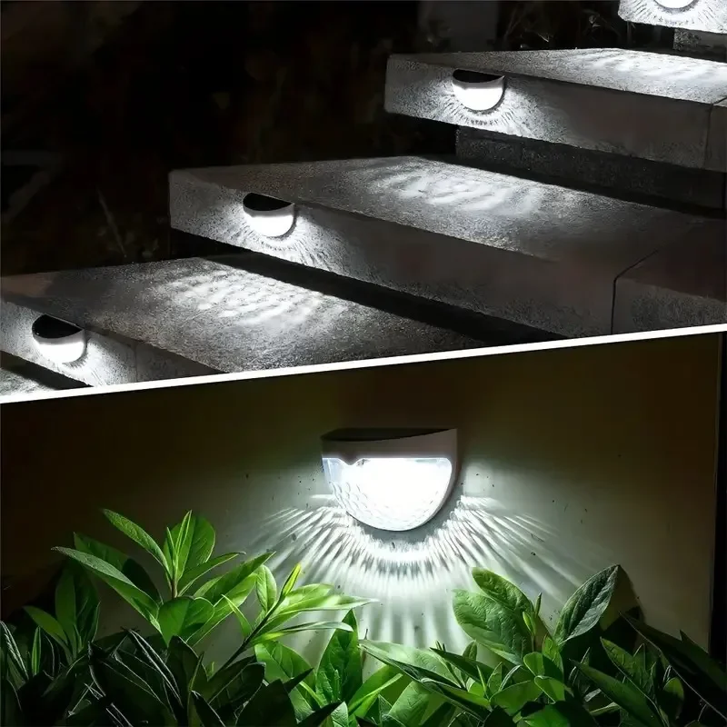 Luces LED solares para valla, luces de pared impermeables para exteriores, luces corrugadas para valla, terraza, camino de jardín decorativo