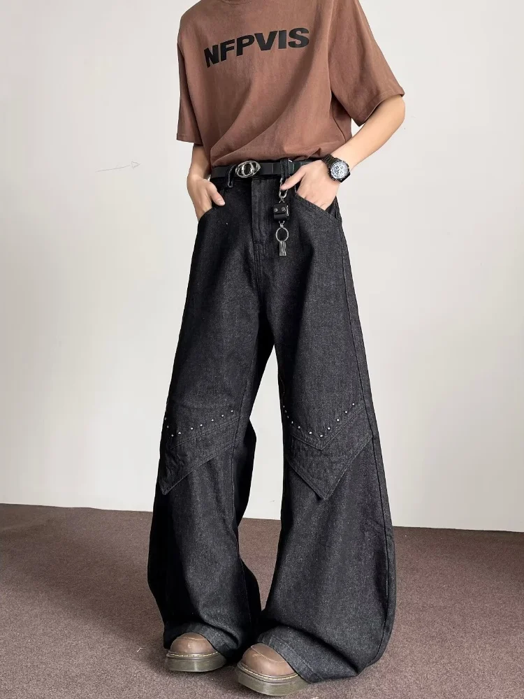 2025, japanische Y2K-Mode, gewaschen, schwarz, Baggy, gestapelte Jeans, Hosen für Herren, Kleidung, weites Bein, Gothic, lange Hosen, Pantalones Hombre – Detail 12