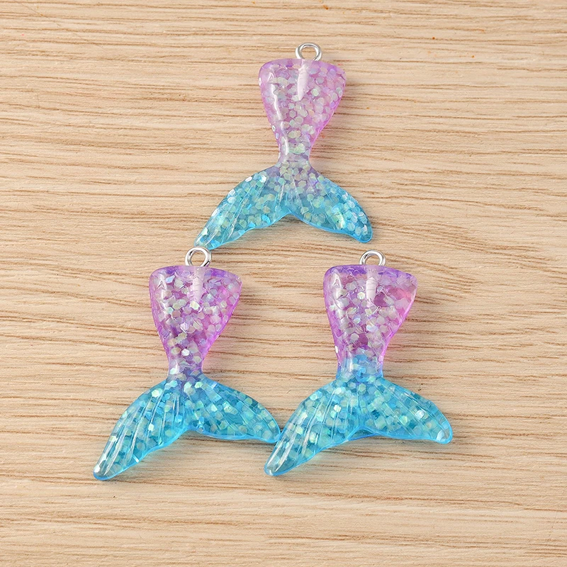 Tusember 10 قطعة صفارة الإنذار اللطيفة الملونة الراتنج ذيل السمكة حورية البحر السحر DIY بها بنفسك القرط سوار المفاتيح المعلقات مجوهرات اكسسوارات #5