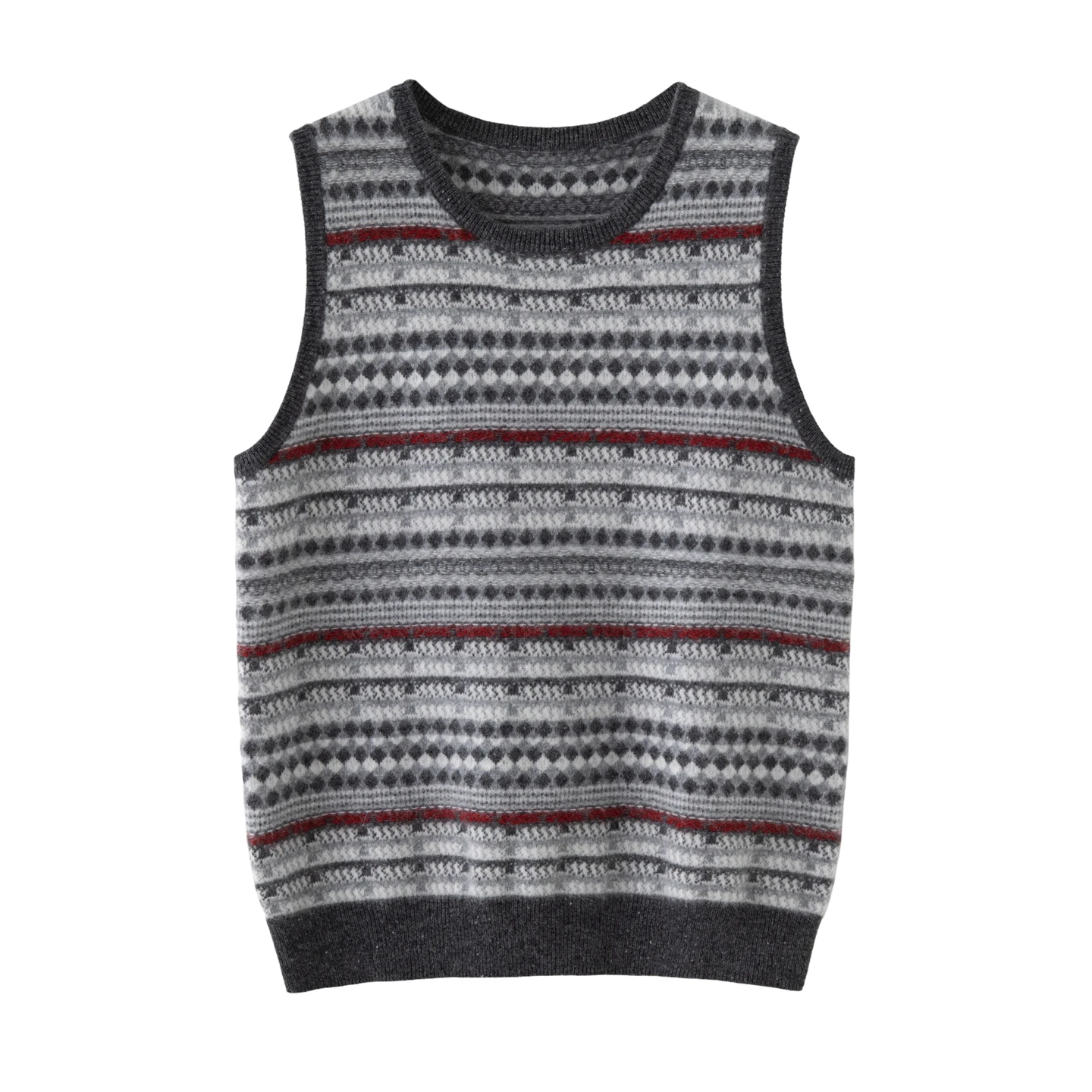 

2025 Spring Autumn Winter Women's O-neck Muiltycolor Striped Vest Pullover Sweater 100% Cashmere Soft Comfortable Knitted Top