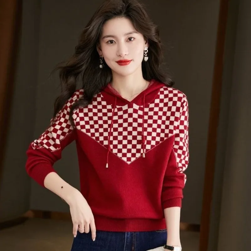 Hoodies femininos moletom fino algodão na promoção 2025 tendência novo em y2k japonês streetwear coreano xadrez feminino com capuz topo