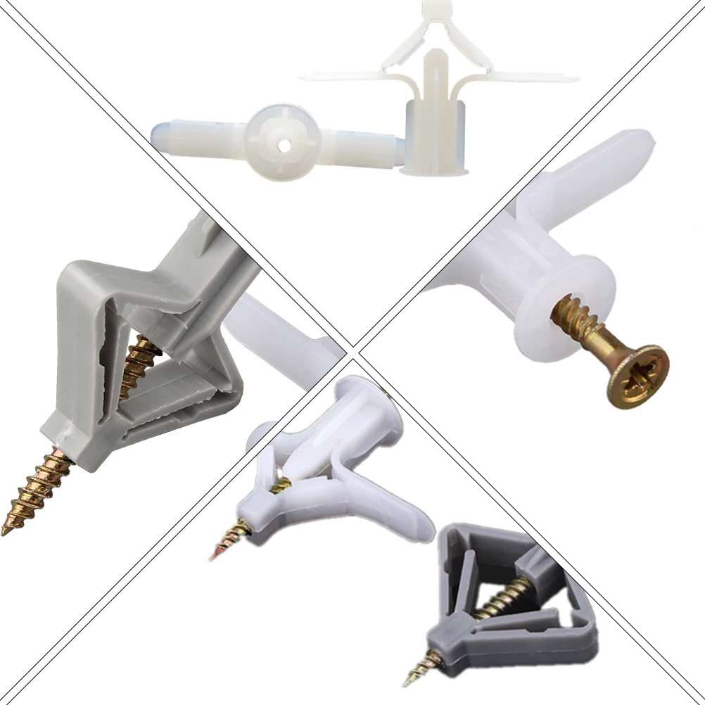 

250PCS M8 38 Plane Shaped Expansion Tube for Gypsum Board Hollow Nylon Bulge Plug Screws Practical Storage