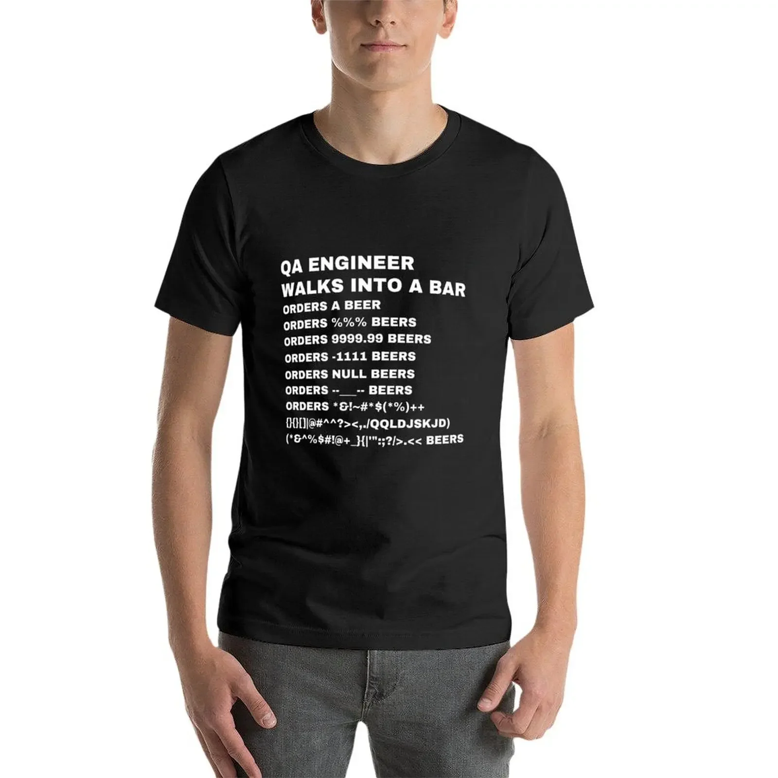 QA Engineer walks into a Bar T-Shirt blue archive cute tops vintage t shirts t shirt men 100℅ cotton image 4