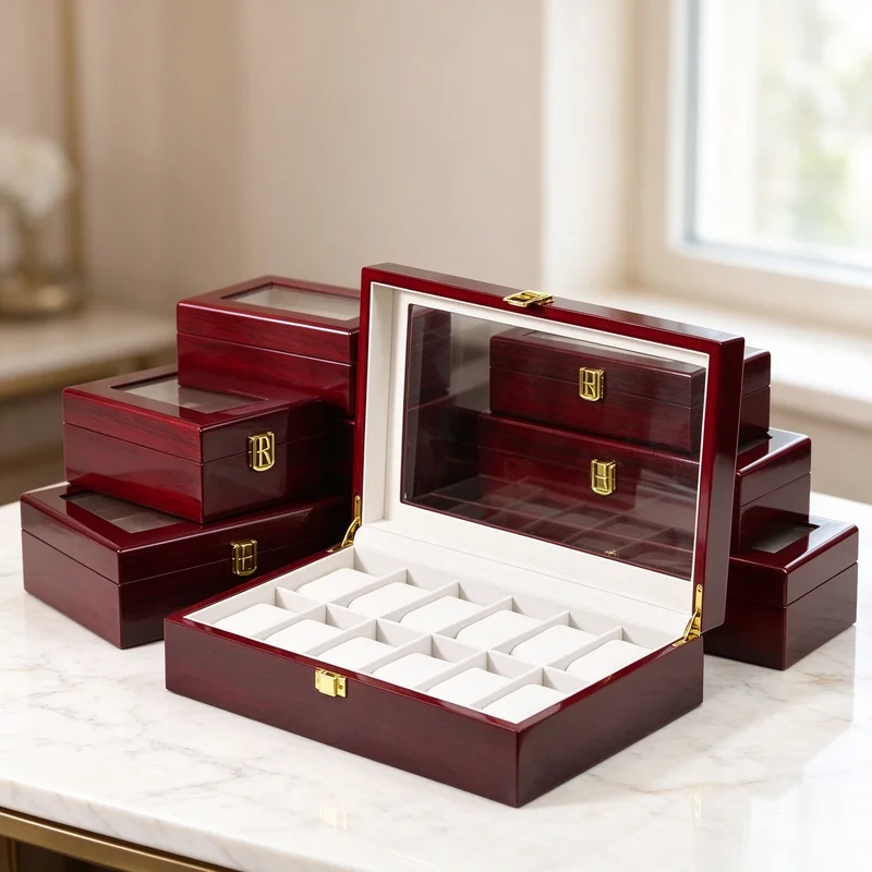 Wooden Watch Box Eco-Friendly Watch Storage Case with 1/2/3/5/6/10/12 Slots Travel Organizer for Men Watch Gift Box