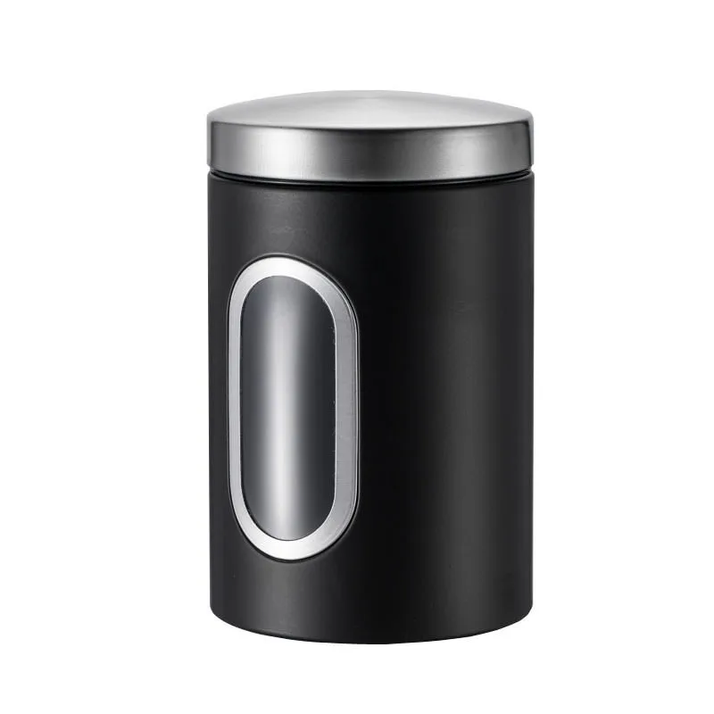 

Sealed Tea Coffee Sugar Grain Storage Jar Box Food Container Canister Set of 3 with Lid Stainless Steel Kitchen Organizer Jar