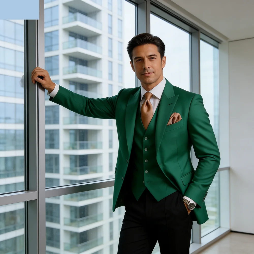 

Novo Marfim & Rose Dark Formal Business Men's Tuxedo Groomsmen Wedding Celebration Commencement Male Smoking Suit