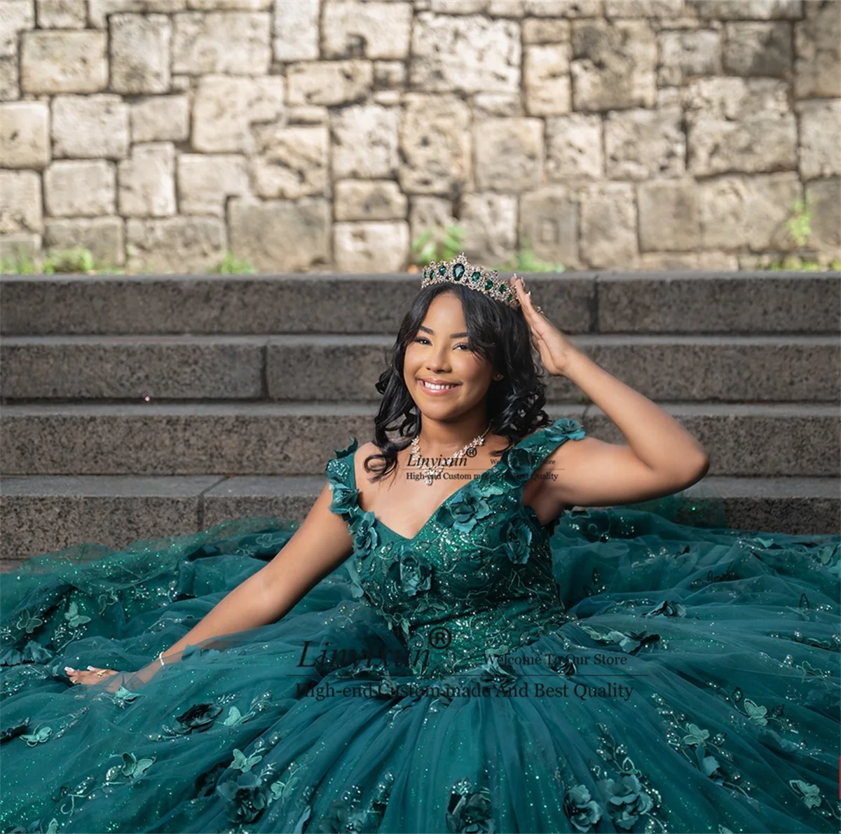 3D Floars Appliques dentelle Quinceanera robes mexicaine robe De bal doux 16 personnalisé anniversaire chérie robes De 15 anos