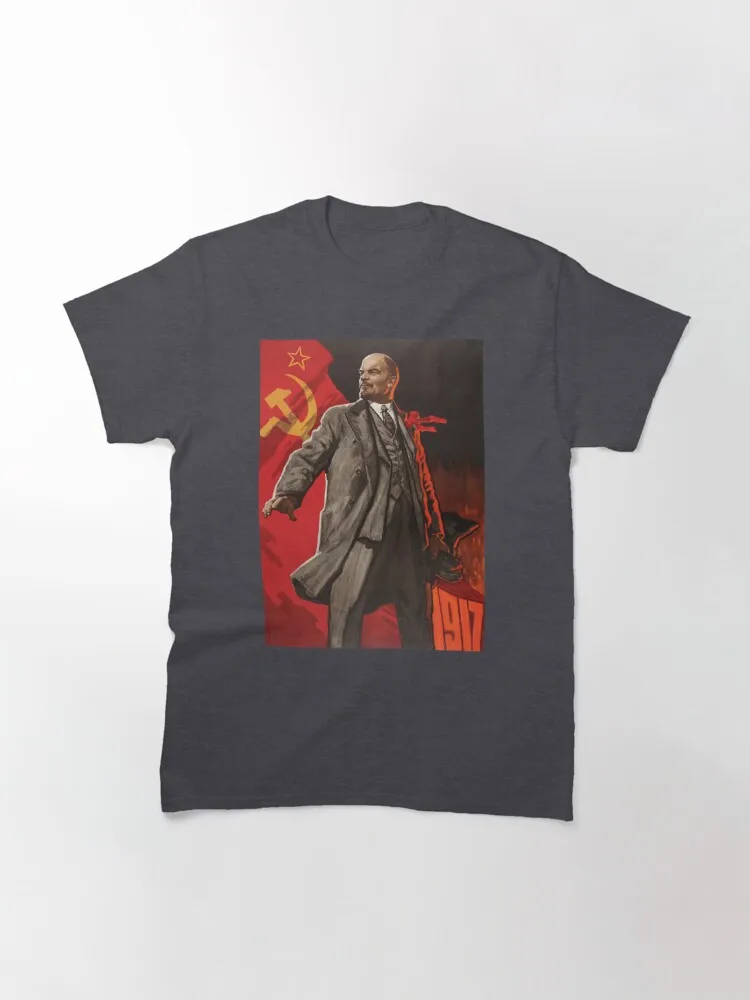 Vladimir Lenin Vintage Propaganda Poster Classic T-Shirt Funny Short Sleeve Tshirt Streetwear New Fashion Top Tees