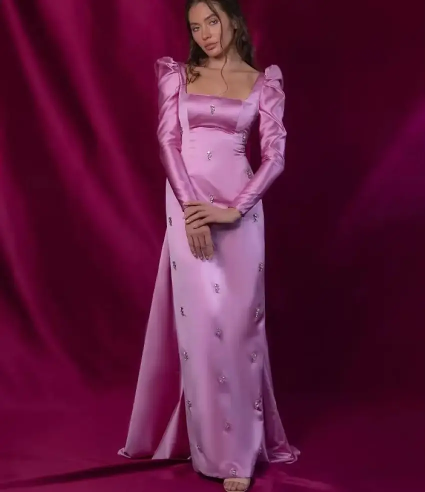 

Бусы с длинными рукавами и открытой спиной, настраиваемые вечерние платья для торжественных случаев, Аравия, платья для выпускного вечера с квадратным вырезом