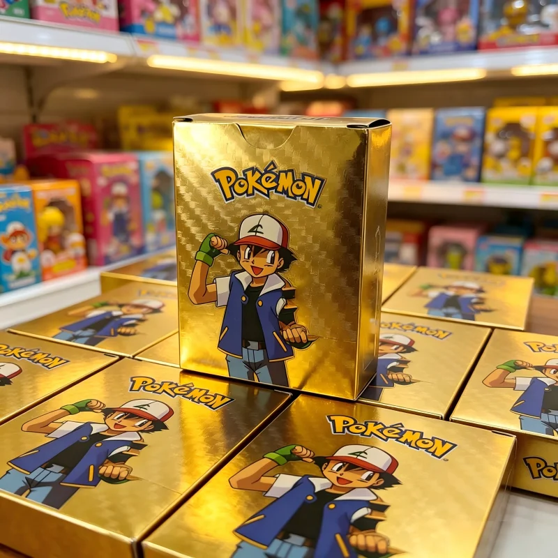 

55Pcs Pokémon Gold Foil Cards Golden Letters English Spanish Game Card Charizard Vmax Gx Series Charizard Colorful Pokemon Gift