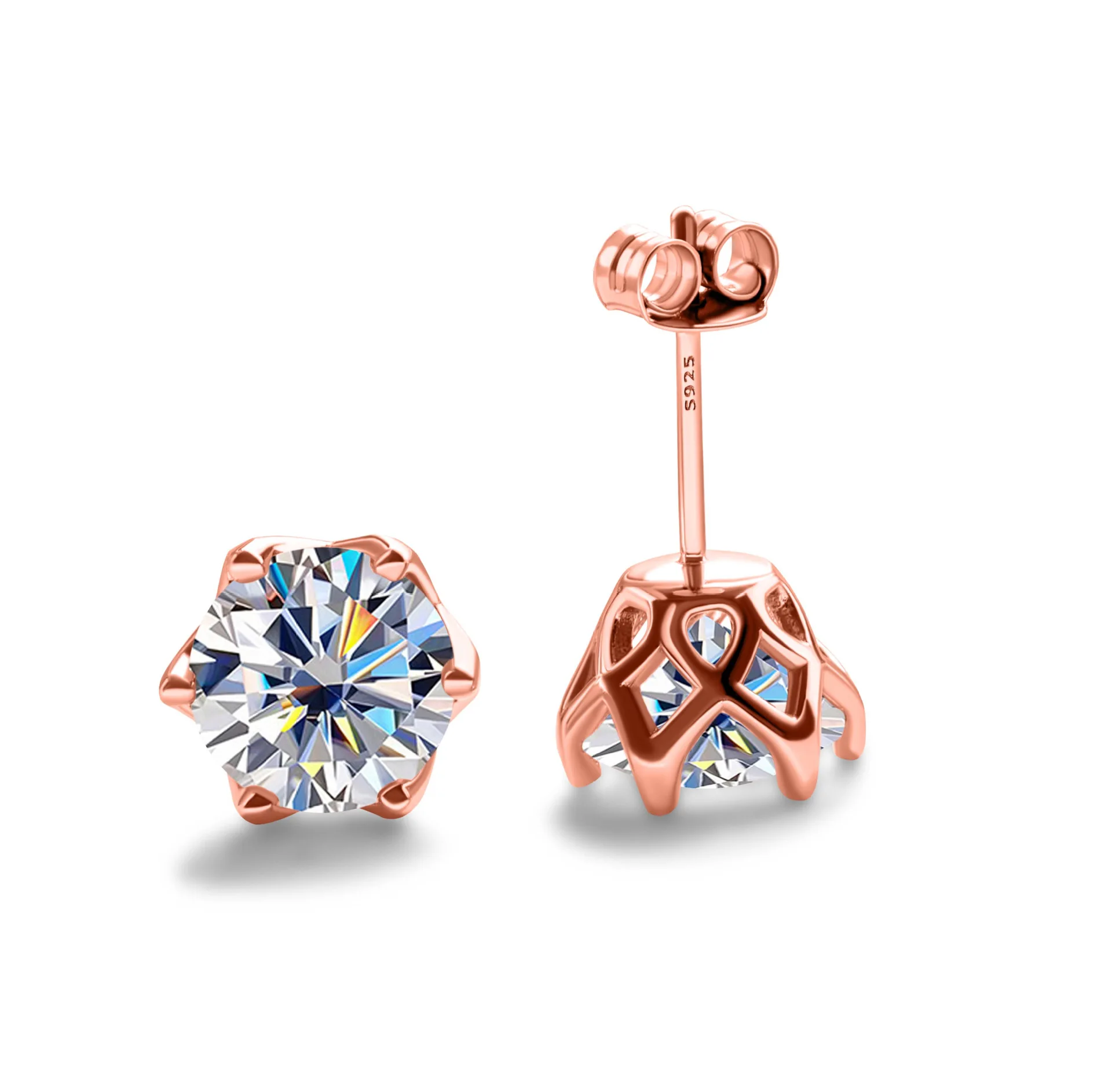 

1 Carat*2 S925 Sterling Silver Moissanite Earrings Gift for Birthday Anniversary Wedding & Engagement Exquisite and Elegant