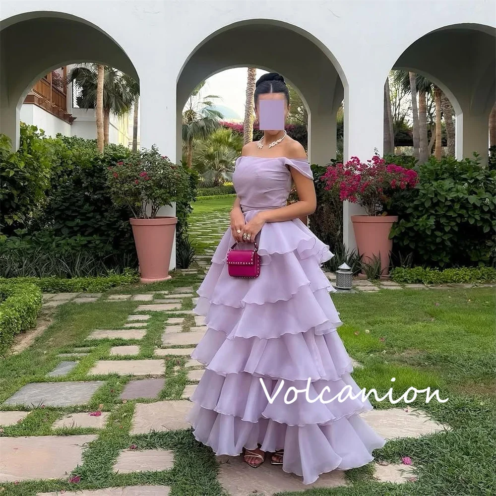 Customized Formal Organza Pleat A-line Off-the-shoulder Midi Dresses Bespoke Occasion High Quality Retro