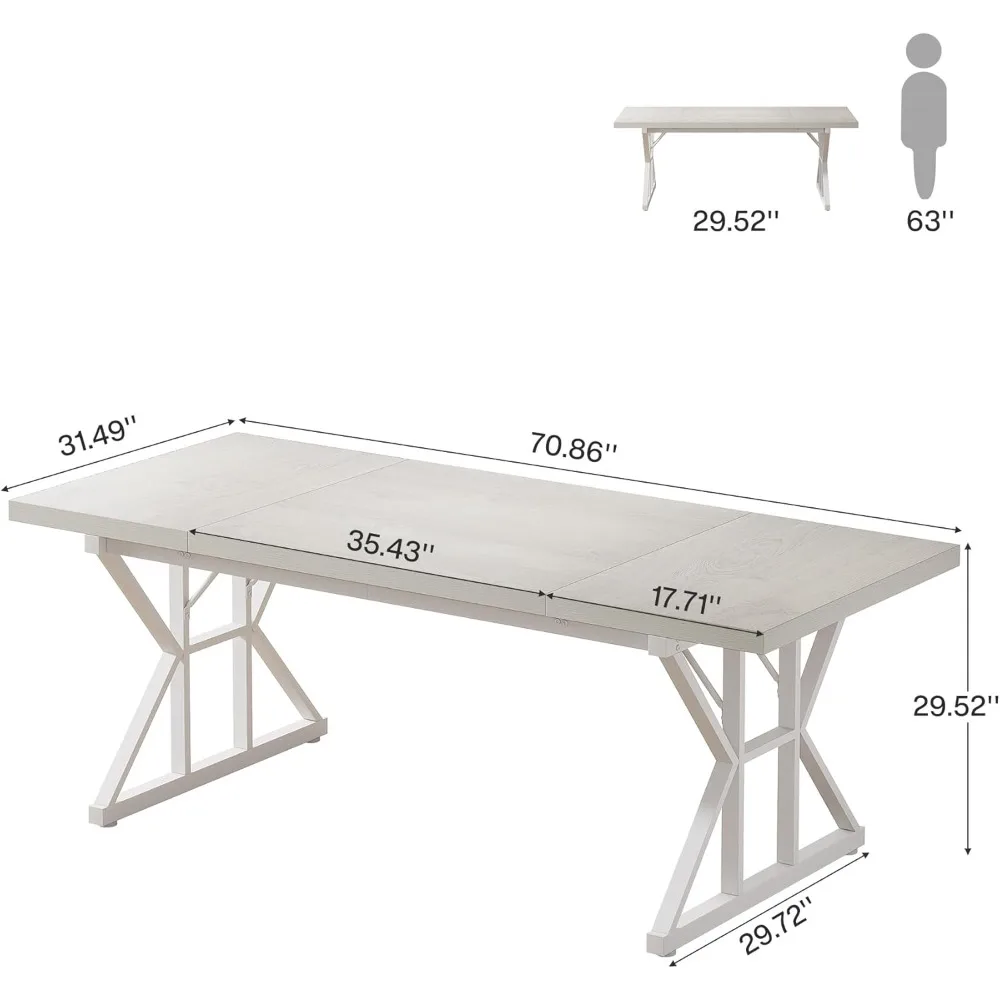 großer 70,86-Zoll-Chefschreibtisch, Home-Office-Computertisch im Industriestil, minimalistischer langer Schreibtisch für Business-Fu