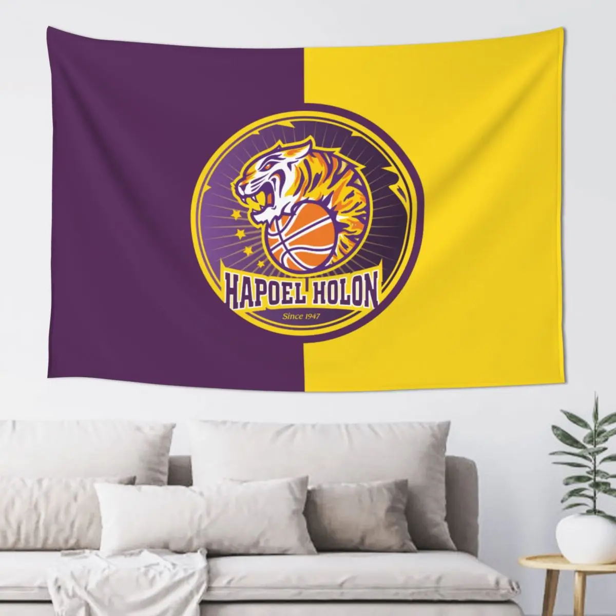 Hapoel Holon Basketball Tapestry Wall Hanging Decor Tapestries for Bedroom Twin Bedspread Picnic Wall Decor Living Party