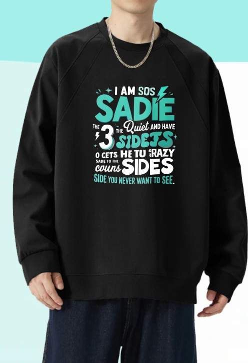 

Мужская рубашка-пуловер y2k High Street с длинной графикой I Am Sos Sadie The Quiet Have 3-Sides O Gets Me Tu Crazy Side To The