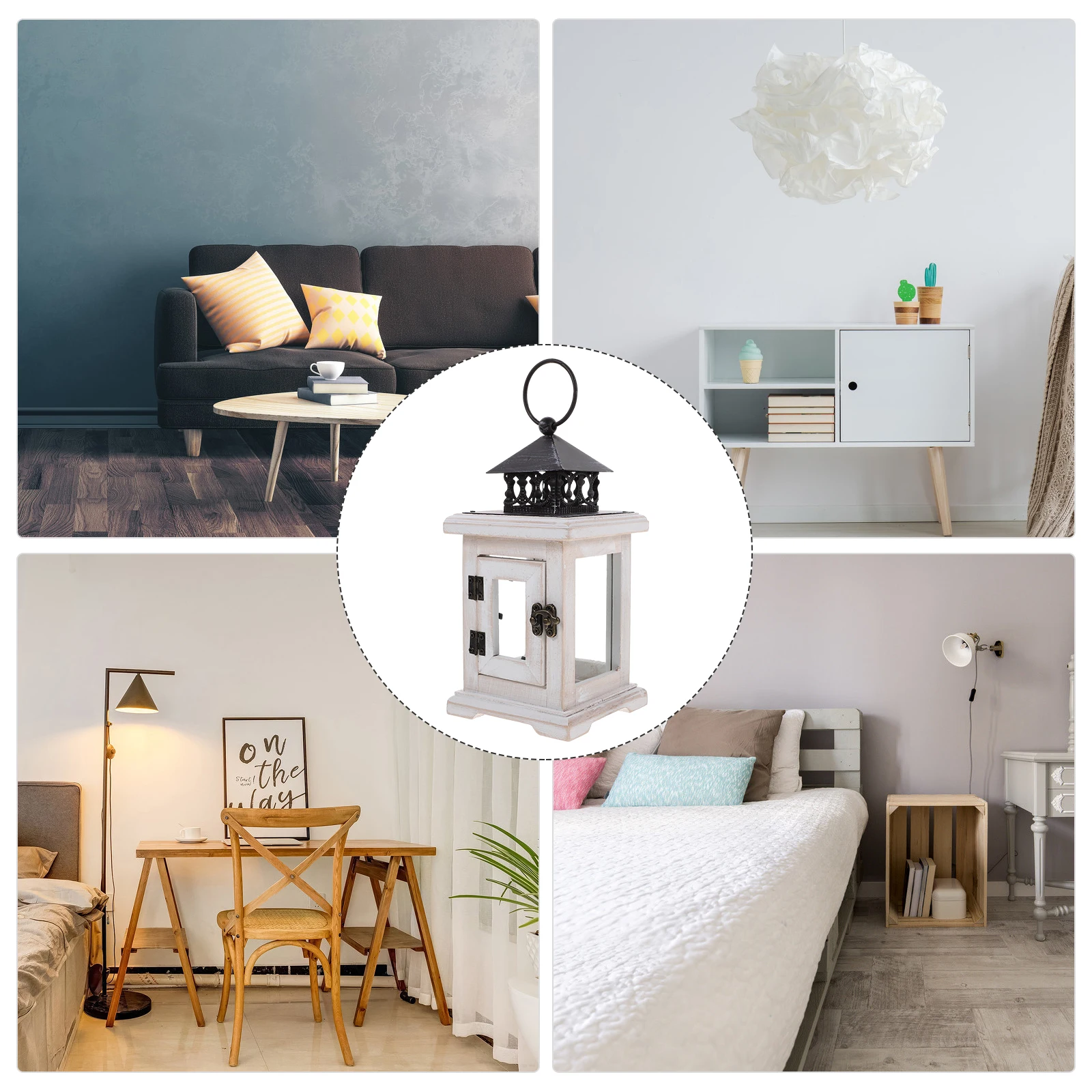 

Lantern Aromatherapy Hanging Wood Lantern Vintage Style Elegant Party Wedding Table Holder Desktop Decor