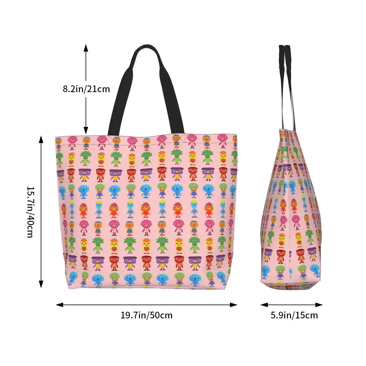 Noodle And Pals Shopping Tote Bag Canvas Large Capacity Shoulder Bags Shopper Grocery Handbag for Women