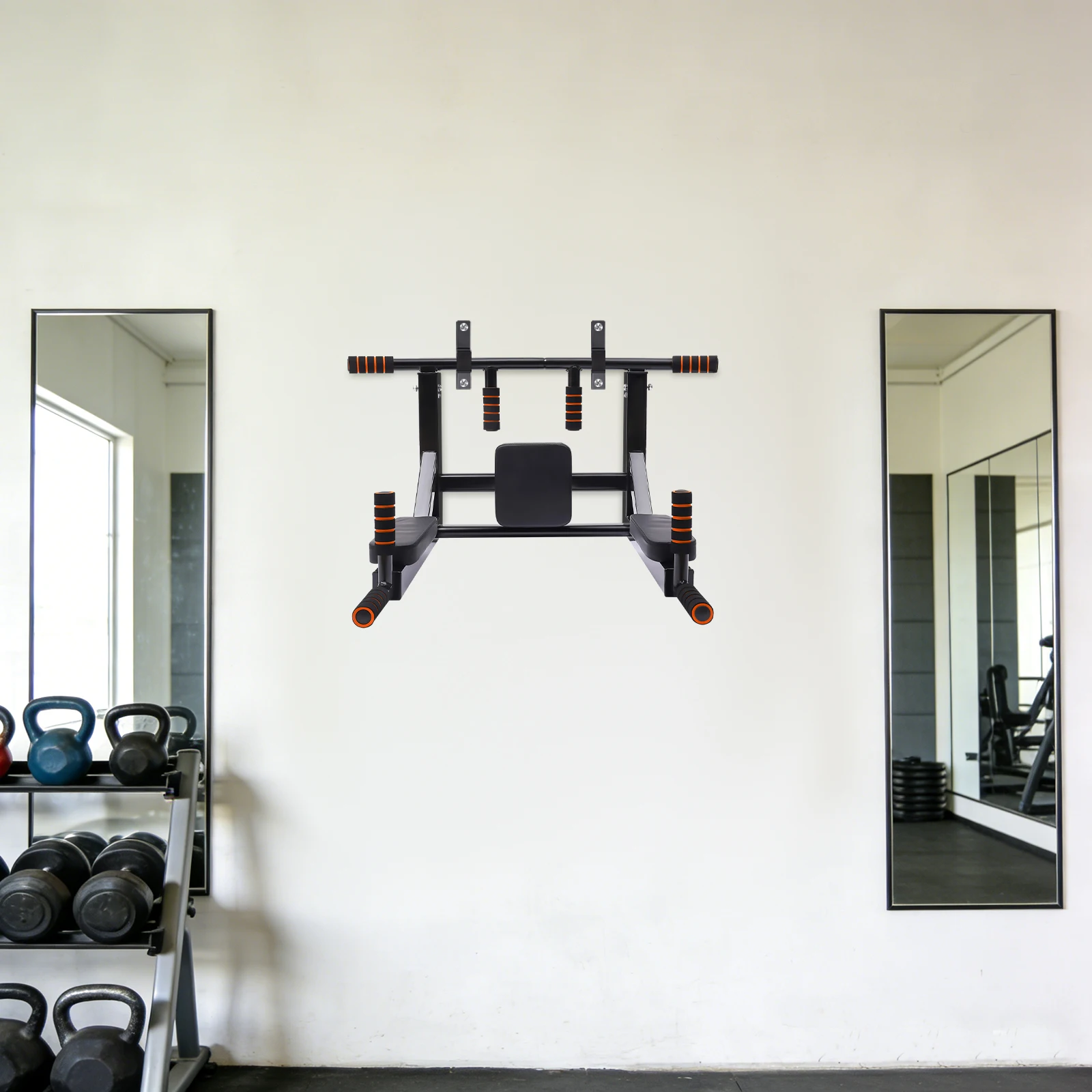 Barra de dominadas montada en la pared, barra de dominadas desmontable para montaje en pared, estación de flexiones multifuncional, equipo de entrenamiento para gimnasio en casa. 1