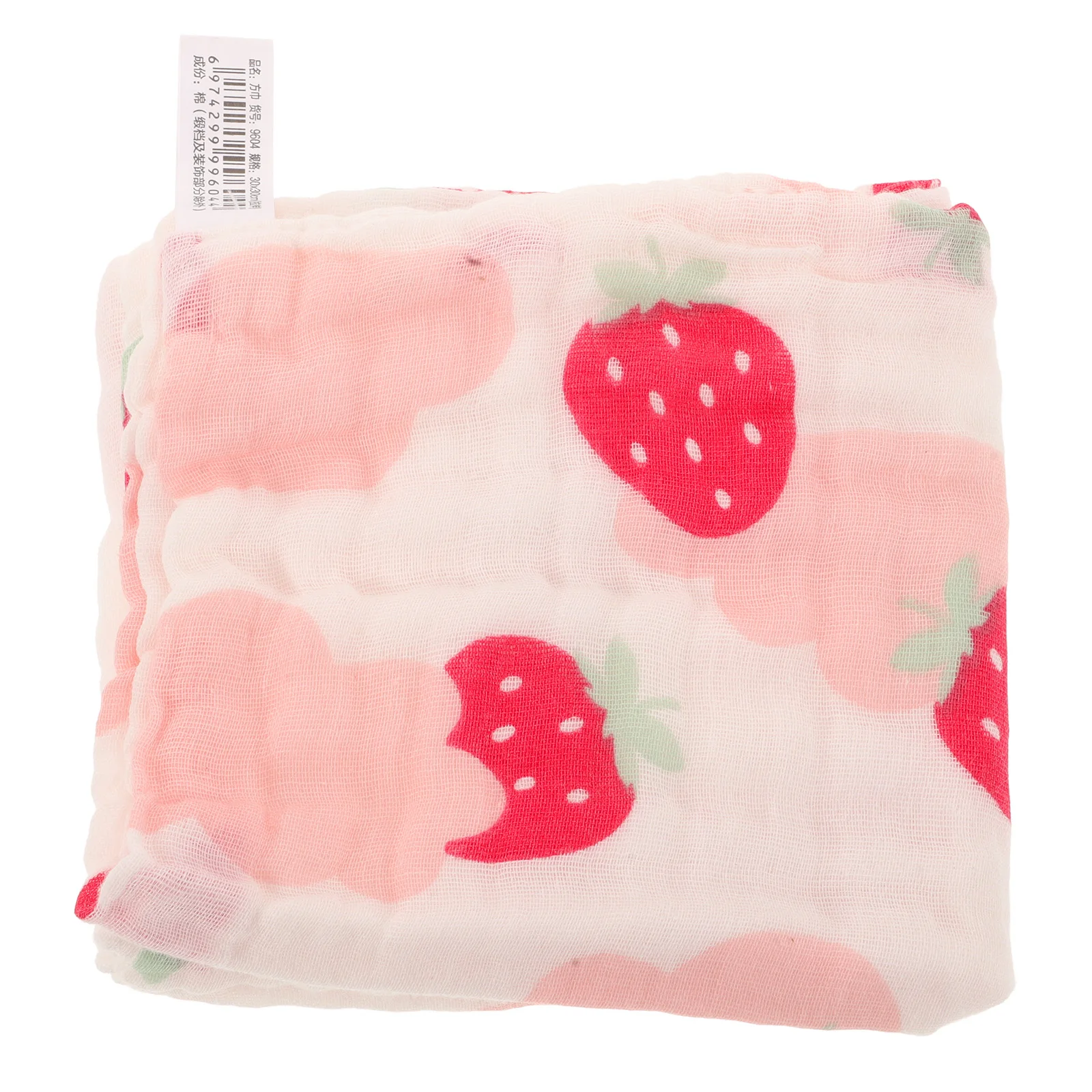 

Муслиновые слюнявчики с принтом клубники, шестислойные, из хлопковой марли, регулируемые, для новорожденных, для прорезывания зубов