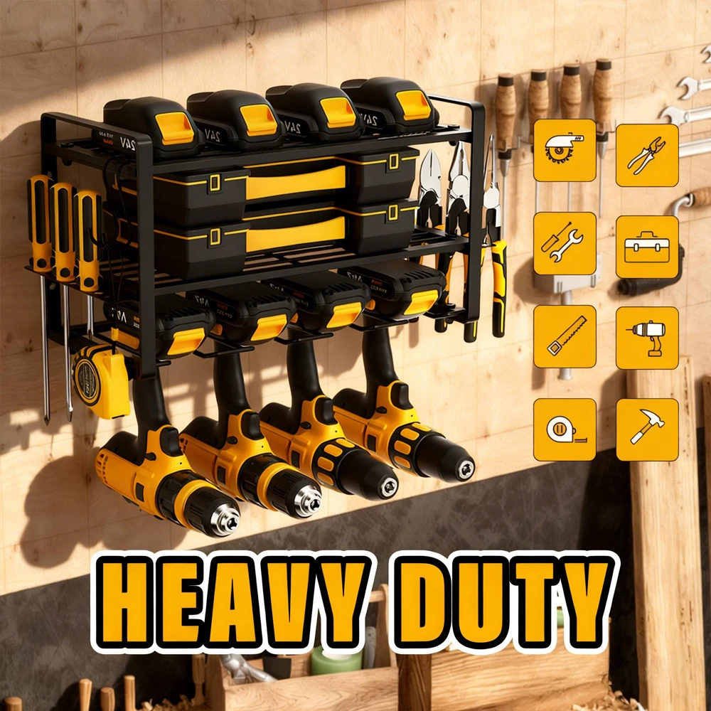 

Настенный держатель для электроинструментов: органайзер для дрелей, гаечных ключей, отверток, полка для хранения инструментов для мастерской и дома