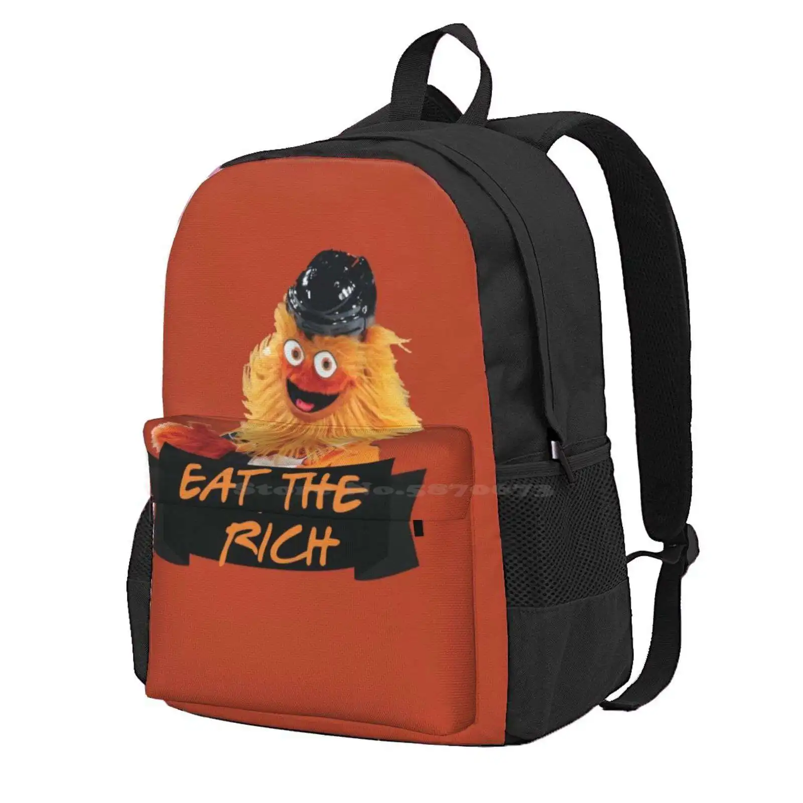 Eat The Rich Gritty Sticker Hot Sale Schoolbag Backpack Fashion Bags Eat The Rich Gritty Hockey Mascot Face Head Smile Funny