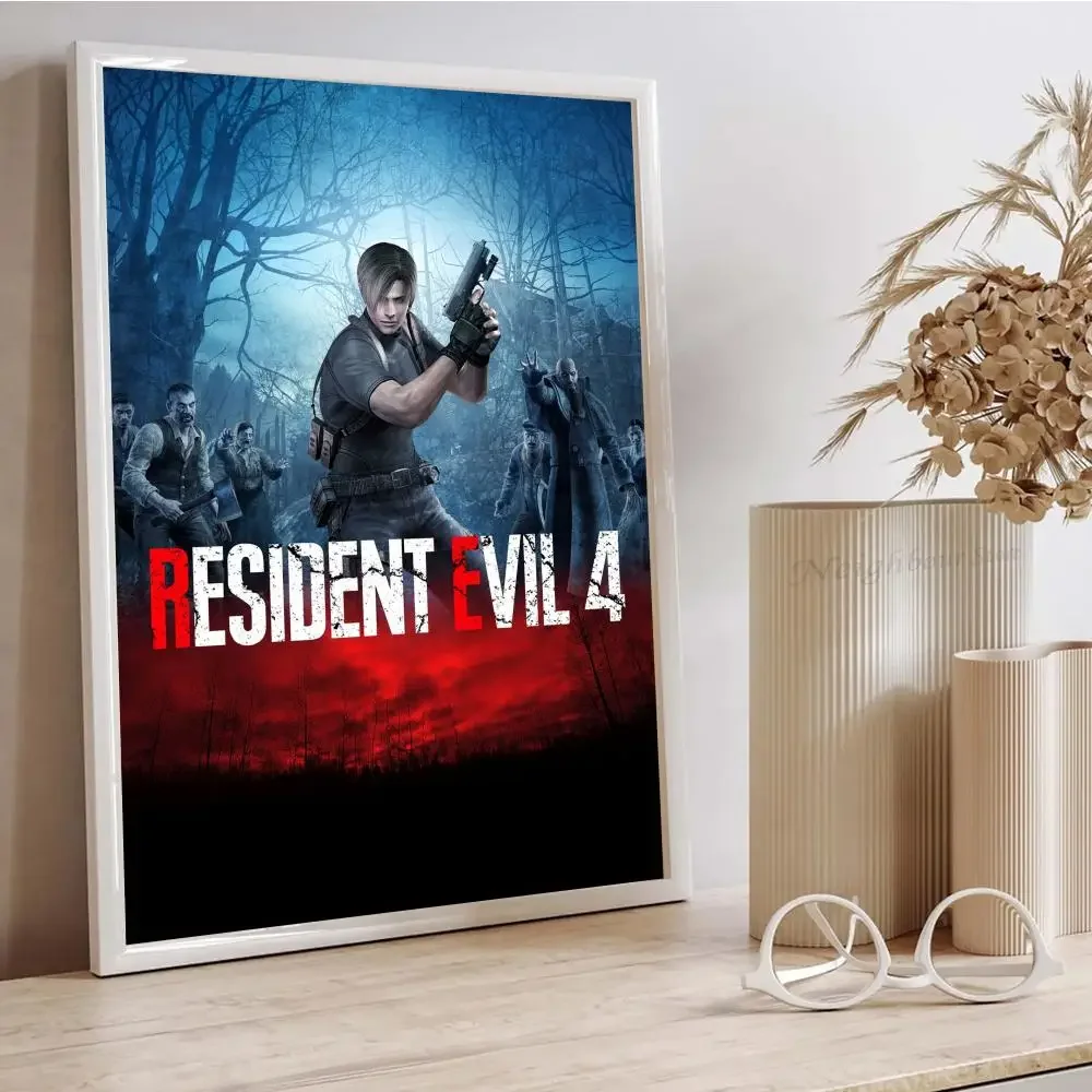 1pc Game Resident Evil 4 Poster Art Poster Waterproof Paper Sticker Coffee House Bar Room Wall Decor