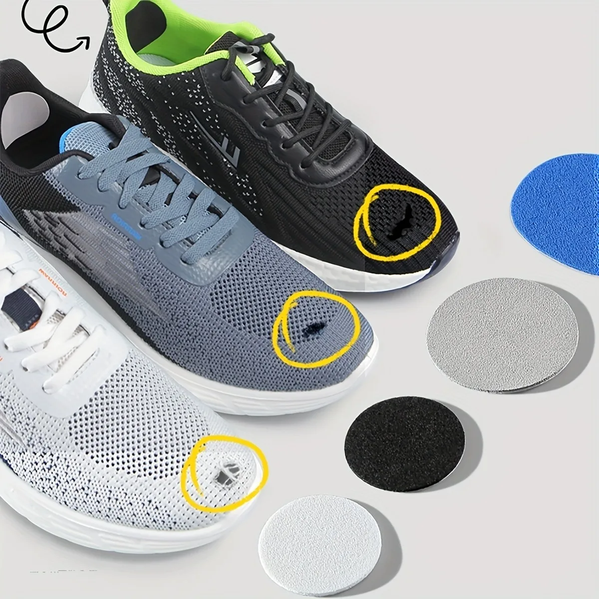 Self-adhesive Shoe Hole Repair Patches,Reusable Sneakers Mesh Hole Covering Stickers for Sports Shoes Casual Footwear Damage Fix