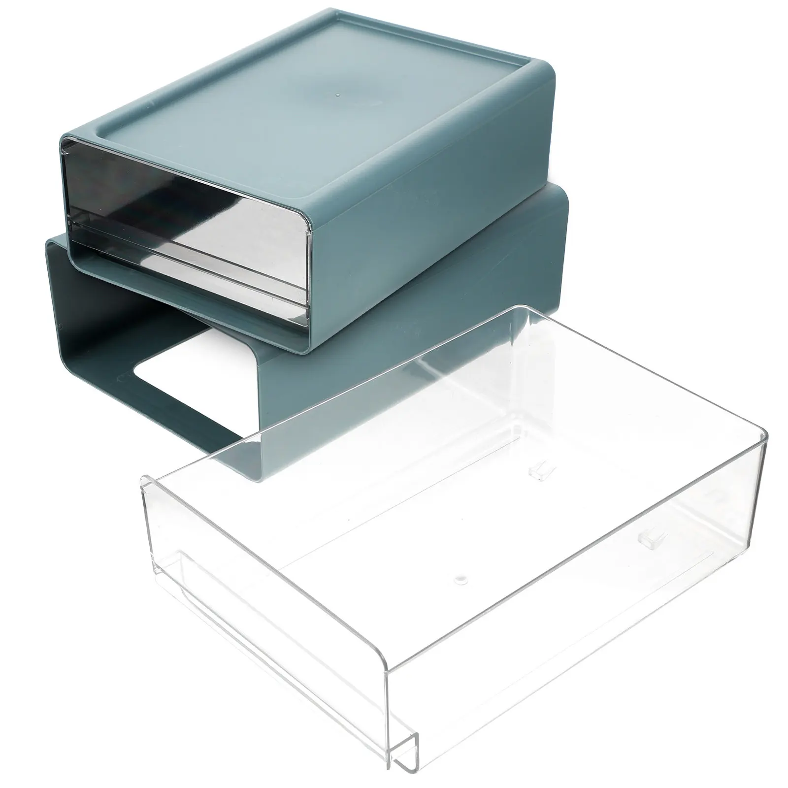 

2PCS File Storage Box PP PET Material Large Capacity Desk ganizer Visible Drawer Stackable Home Office Supplies Desktop Storage