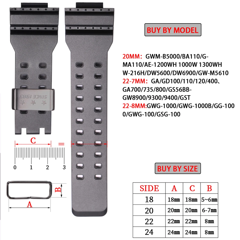 18/20/22/24mm Metal Watch Strap Holder Loop Suitable for Casio G