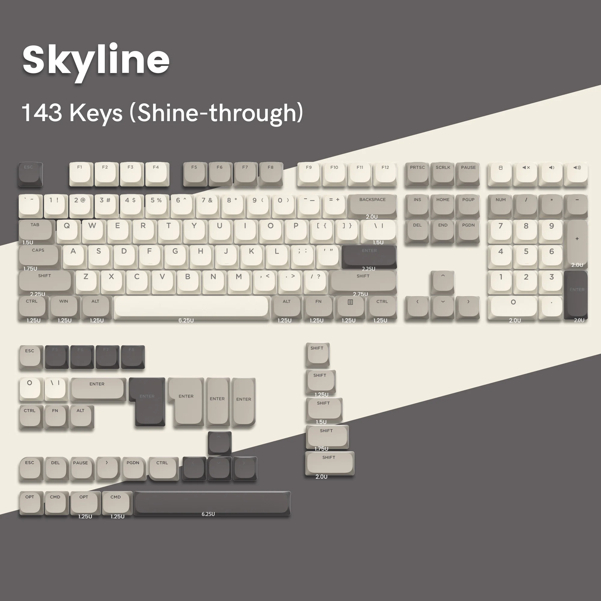 143 Keys Low Profile Double Shot PBT Keycaps Custom Shine Through Slim Keycap for Cherry MX Switches Mechanical Gaming Keyboard